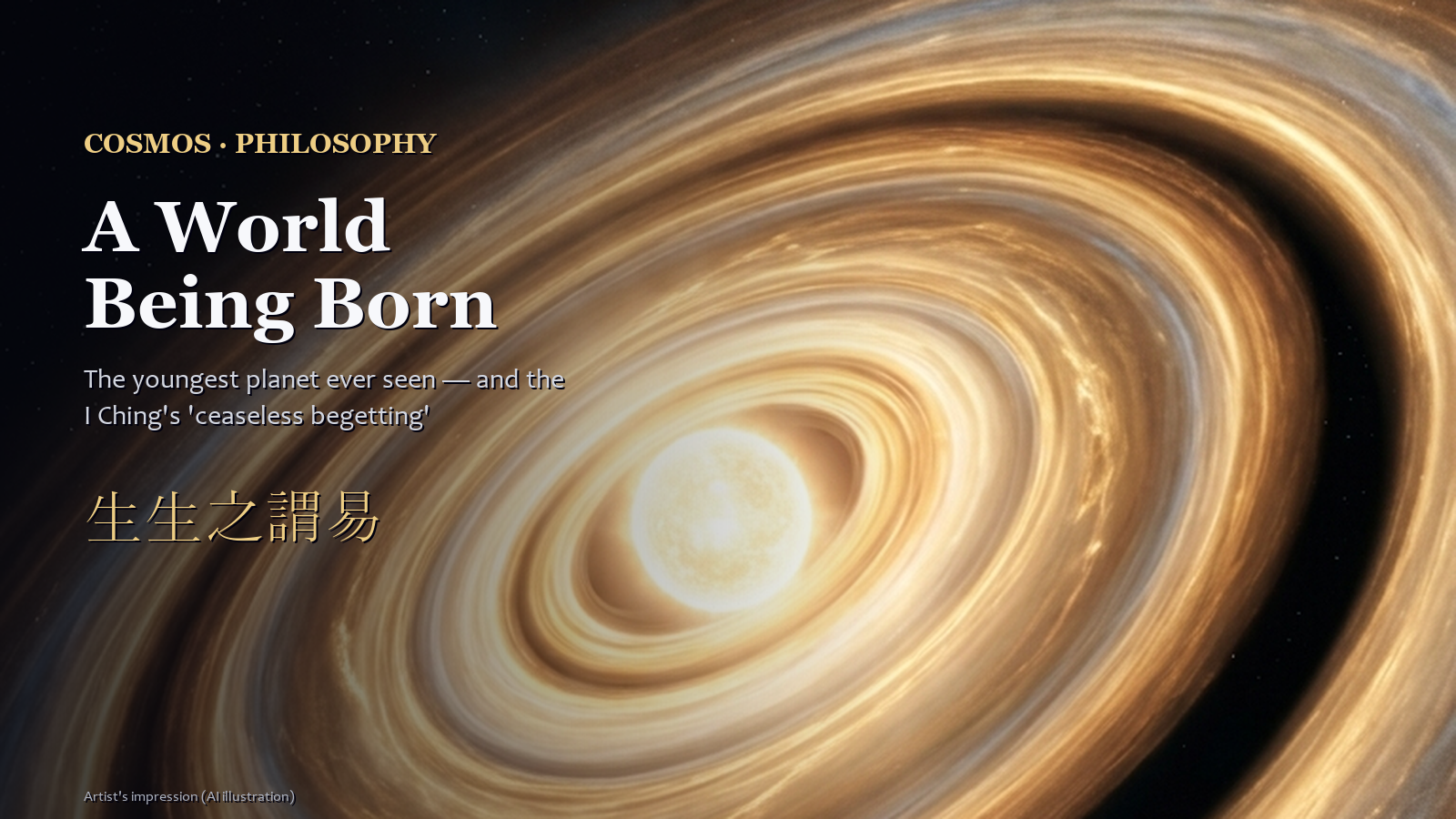 Protoplanetary disk around a newborn star with a forming planet, artist impression